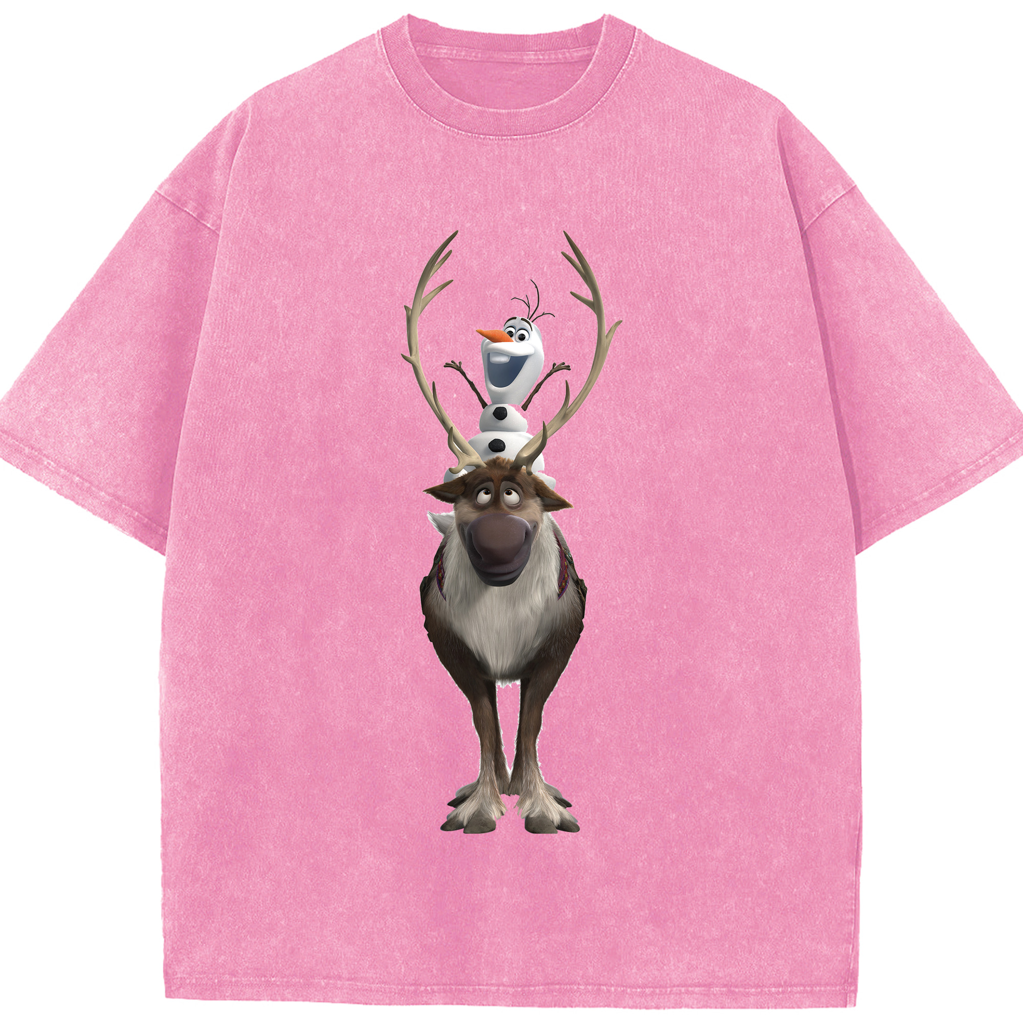 （画像用） アナと雪の女王 アンナ エルサ Frozen Anna Elsa 綿100% ヴィンテージ風 半袖Tシャツ（フロントプリント）